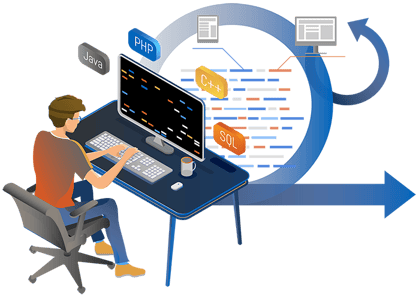Agile Software Developer Sitting at Computer