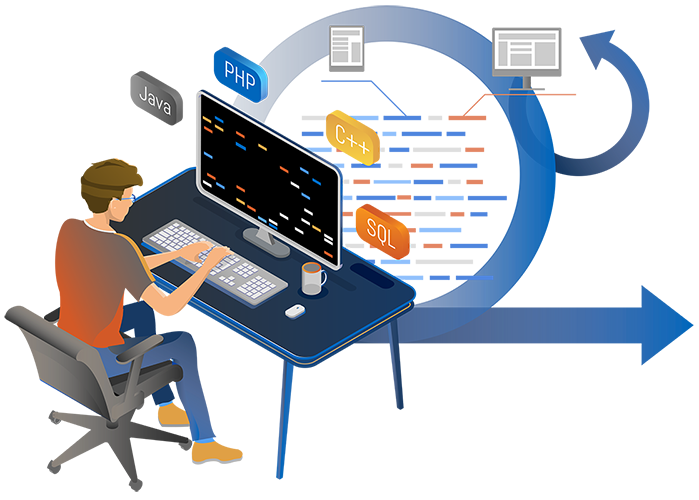 Agile Software Developer: Image of a skilled developer embracing agile methodology.