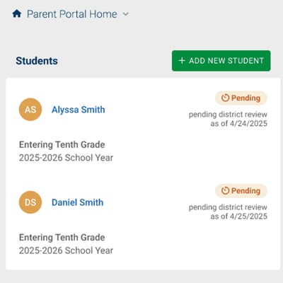 Parent Portal Home