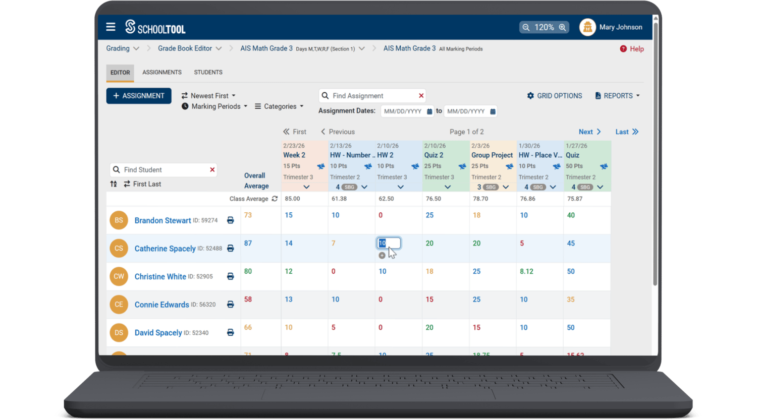 Gradebook Page Mockup (1)
